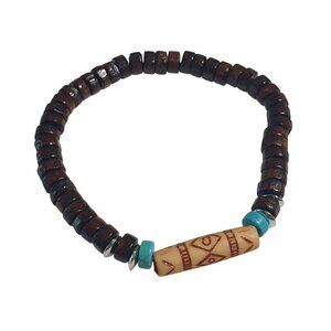 Handcrafted Wooden Bracelet Acrylic Bead Boho Beach Core Stackable Unisex Gift